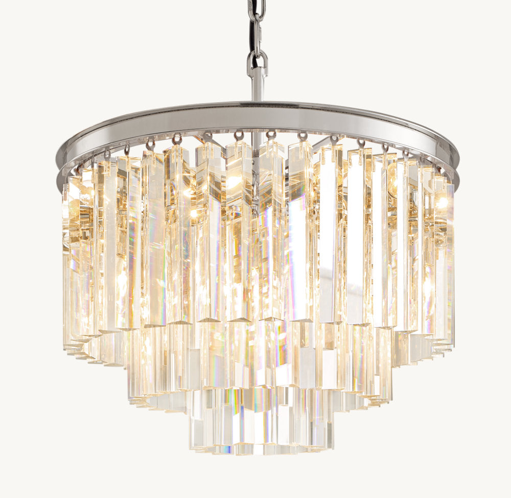 Compact Deco Prism Crown Chandelier