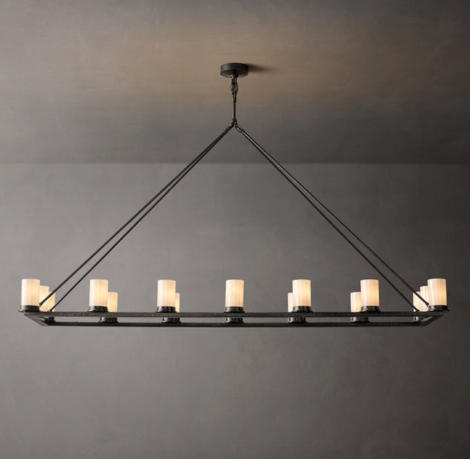 Forge Milk Glass Linear Chandelier