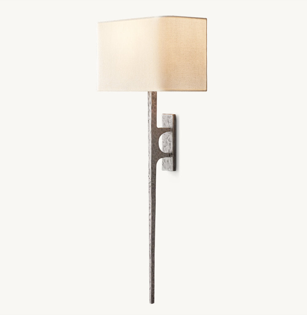 Hammered Metal Linen Column Sconce