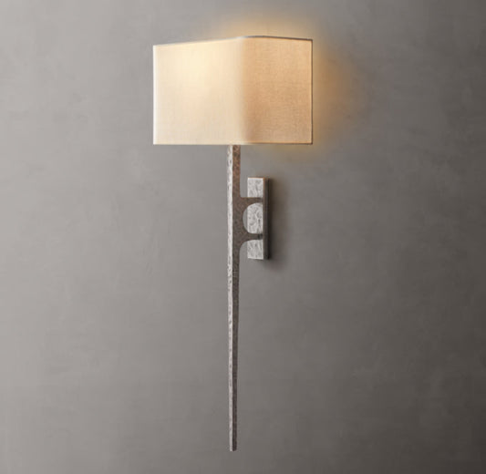 Hammered Metal Linen Column Sconce