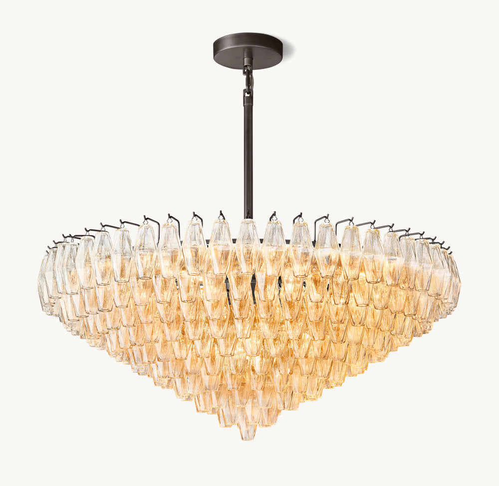 Layered Clear Glass Crown Chandelier