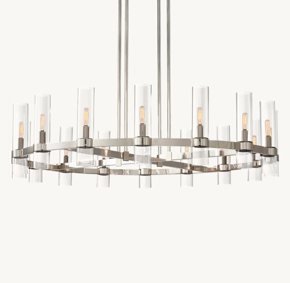 Milk Glass Radial Column Chandelier