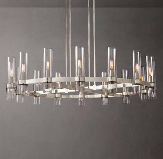 Milk Glass Radial Column Chandelier