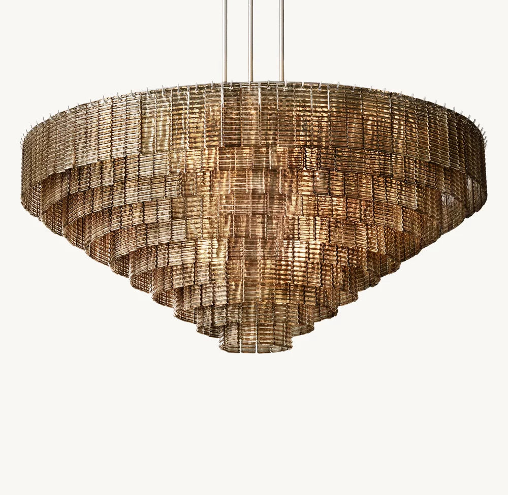Monumental Textured Smoke Glass Chandelier