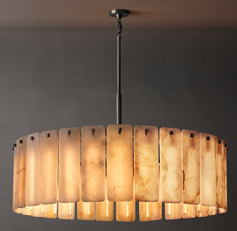 Natural Onyx Luminous Drum Chandelier