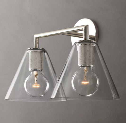Twin Funnel Glass Vanity Sconce