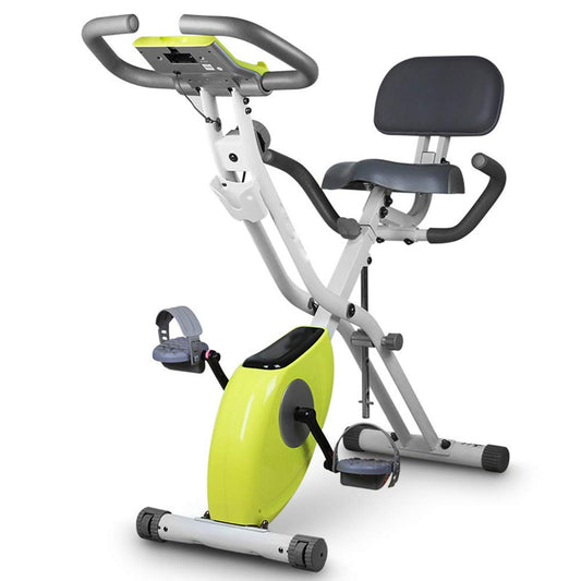Collapsible Folding Cardio Exercise Bike, LCD Monitor, 150 kg Capacity, Home Gym Fitness Bike for Weight Loss, Green