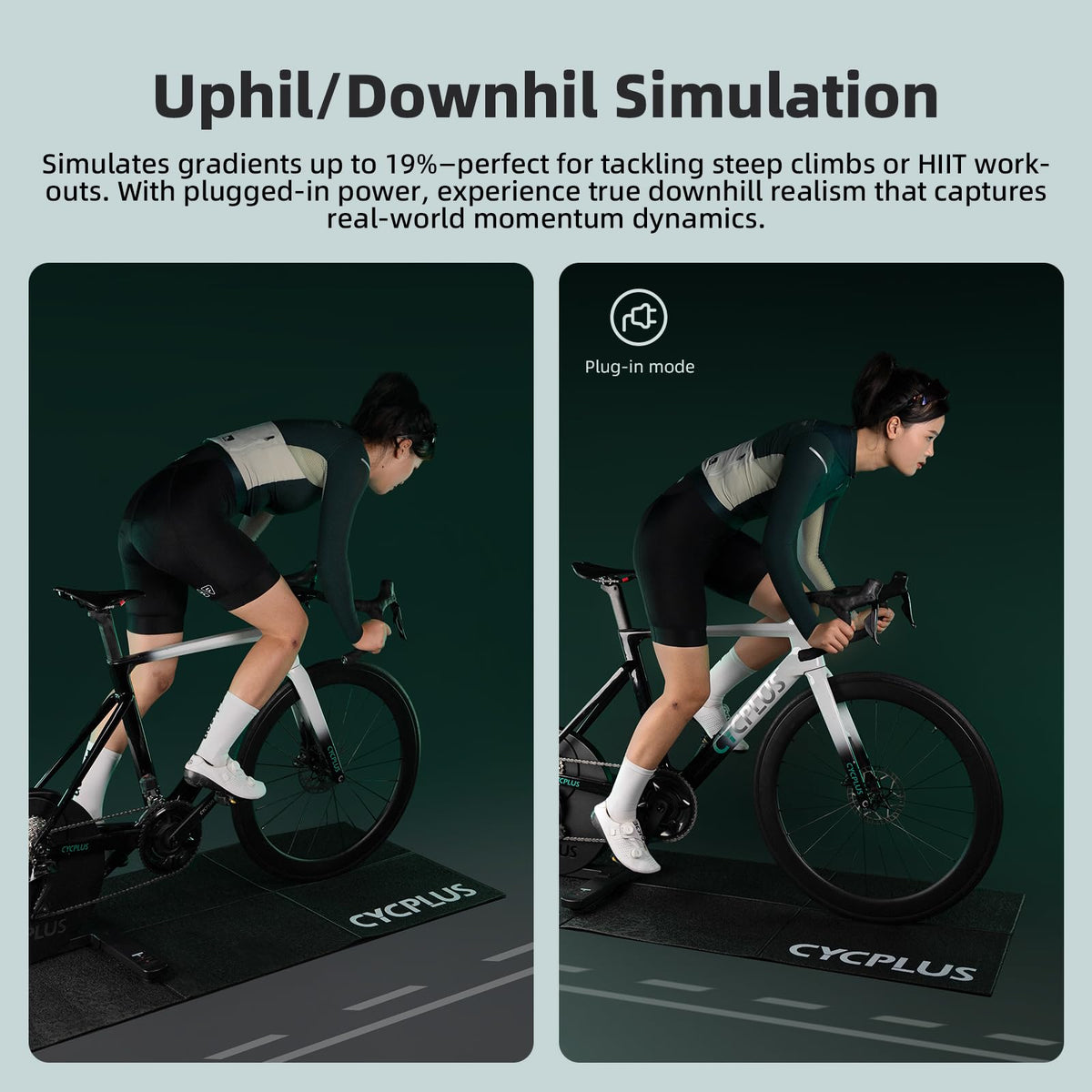 CYCPLUS R200 Smart Indoor Bike Trainer, 2200W, 19% Gradient, Virtual Shifting, Uphill/Downhill Simulation, Super Quiet