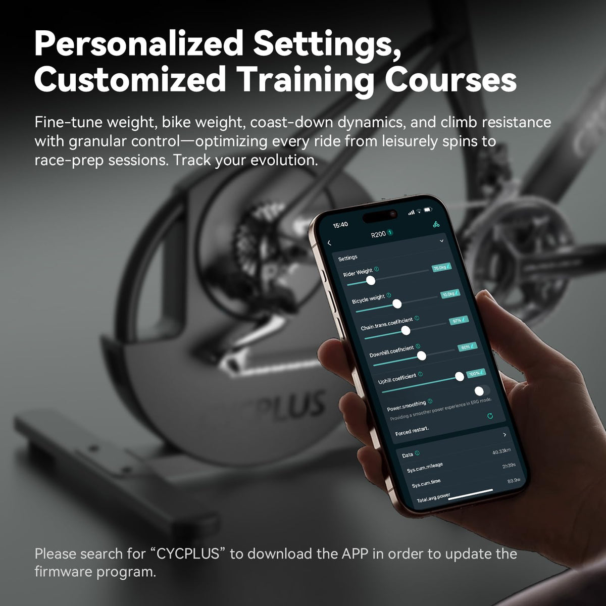 CYCPLUS R200 Smart Indoor Bike Trainer, 2200W, 19% Gradient, Virtual Shifting, Uphill/Downhill Simulation, Super Quiet