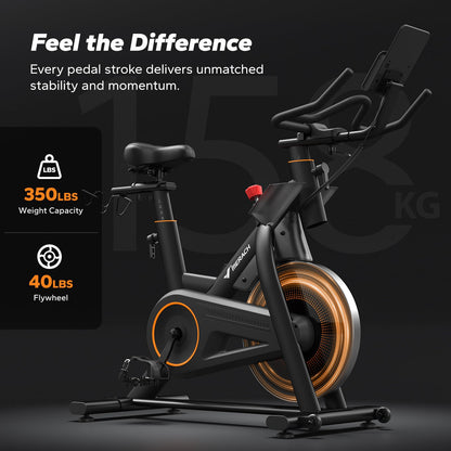 MERACH Magnetic Exercise Bike, Heavy-Duty Stationary Indoor Bike with Auto Resistance, 350 lb Capacity, Low-Noise Home Gym Bike with App