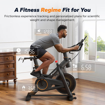 MERACH Magnetic Exercise Bike, Heavy-Duty Stationary Indoor Bike with Auto Resistance, 350 lb Capacity, Low-Noise Home Gym Bike with App