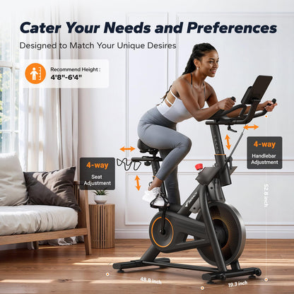 MERACH Magnetic Exercise Bike, Heavy-Duty Stationary Indoor Bike with Auto Resistance, 350 lb Capacity, Low-Noise Home Gym Bike with App