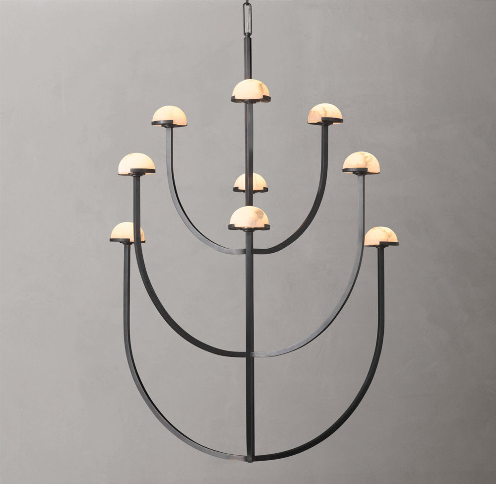 Alabaster Hemisphere Cascade Chandelier