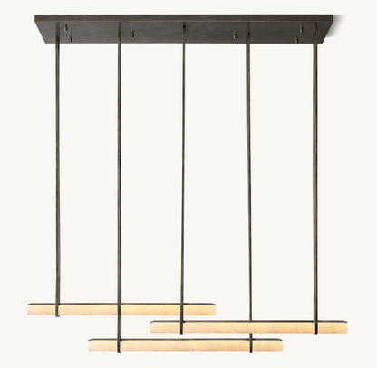 Alabaster Prism Triple Bar Chandelier
