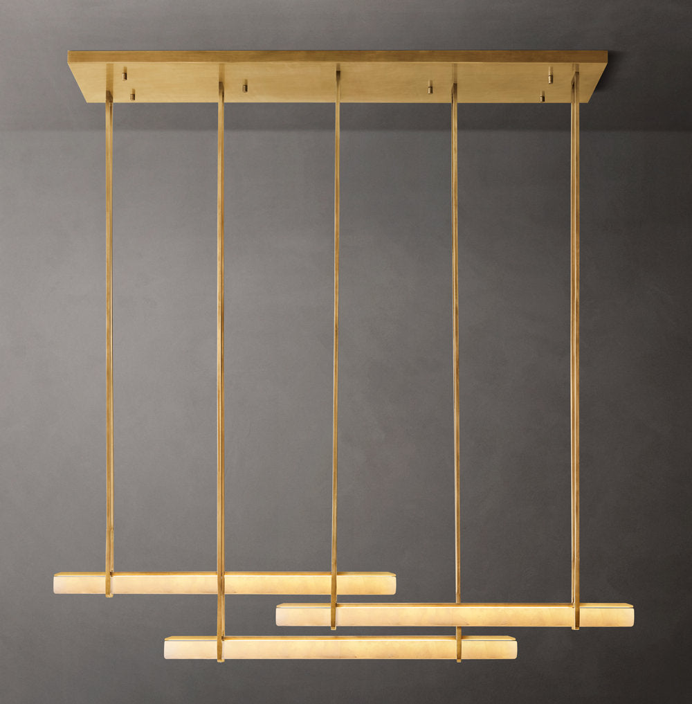 Alabaster Prism Triple Bar Chandelier