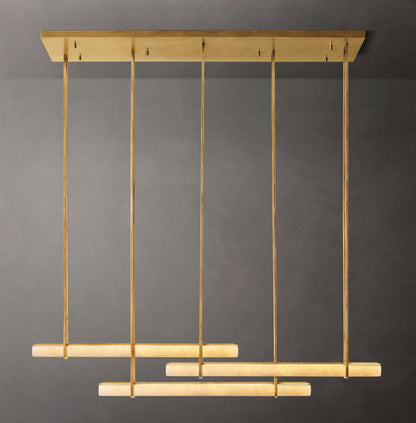 Alabaster Prism Triple Bar Chandelier
