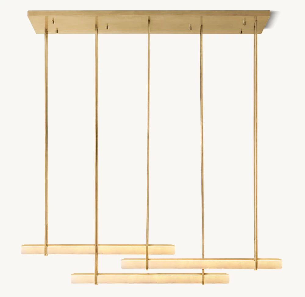 Alabaster Prism Triple Bar Chandelier