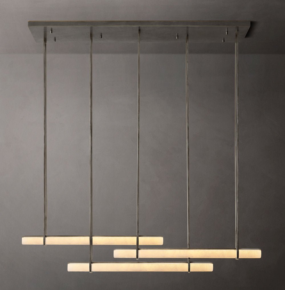 Alabaster Prism Triple Bar Chandelier