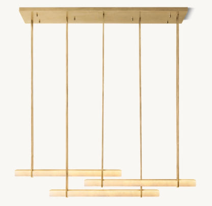 Alabaster Prism Triple Bar Chandelier
