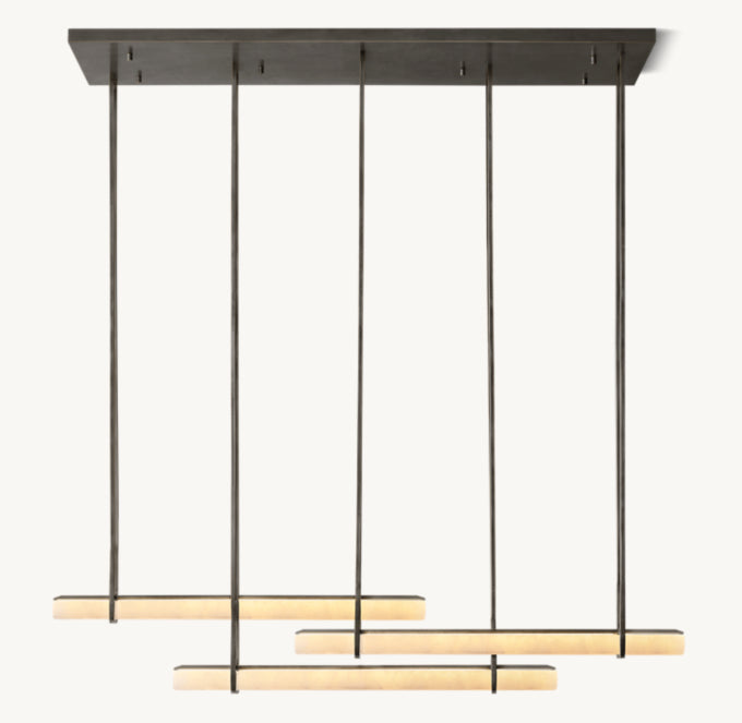 Alabaster Prism Triple Bar Chandelier