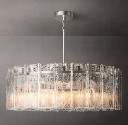 Architectural Ripple Glass Ring Chandelier