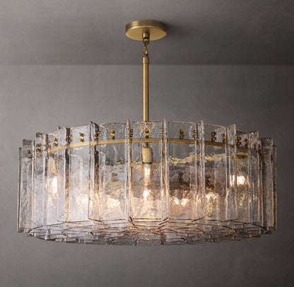Architectural Ripple Glass Ring Chandelier