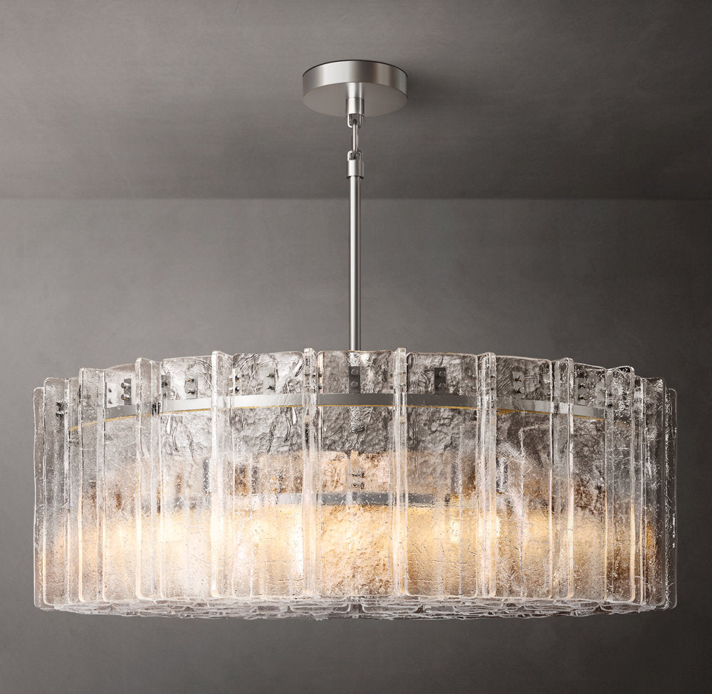 Architectural Ripple Glass Ring Chandelier