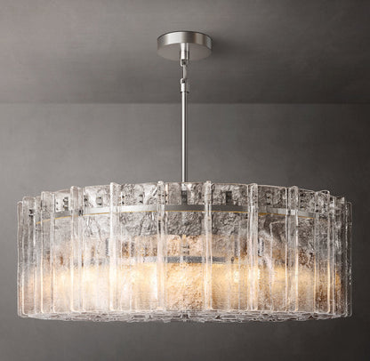 Architectural Ripple Glass Ring Chandelier