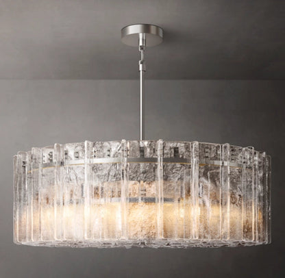 Architectural Ripple Glass Ring Chandelier