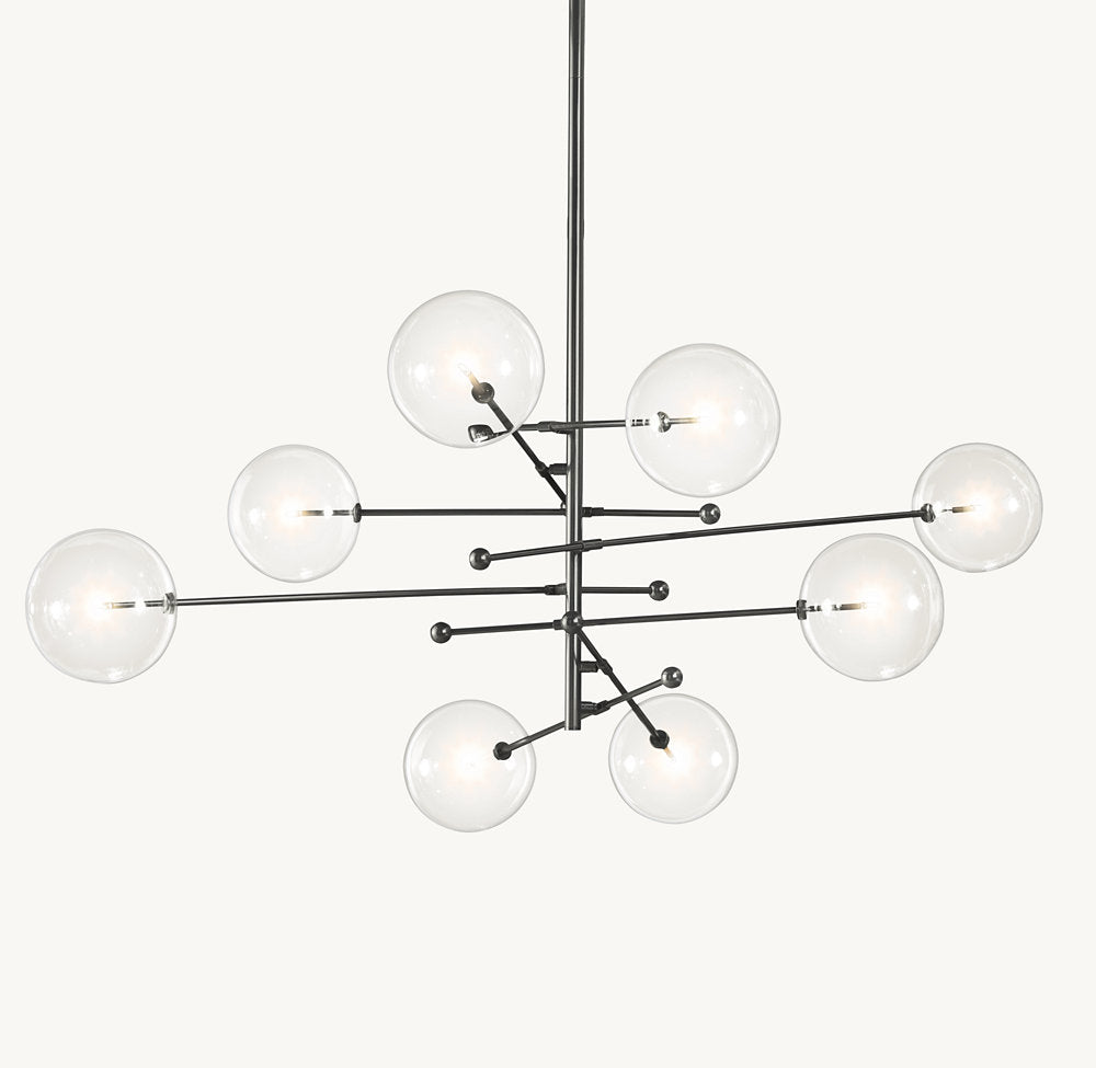 Articulated Clear Globe Mobile Chandelier