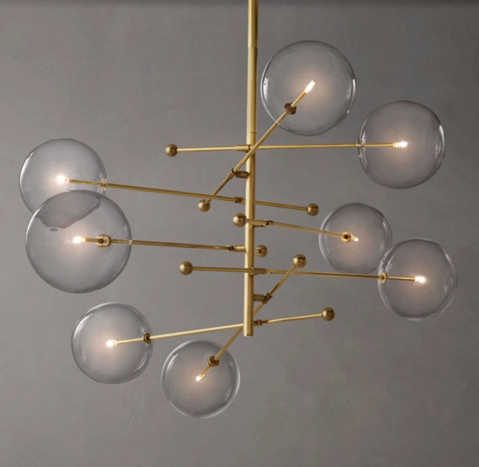 Articulated Clear Globe Mobile Chandelier