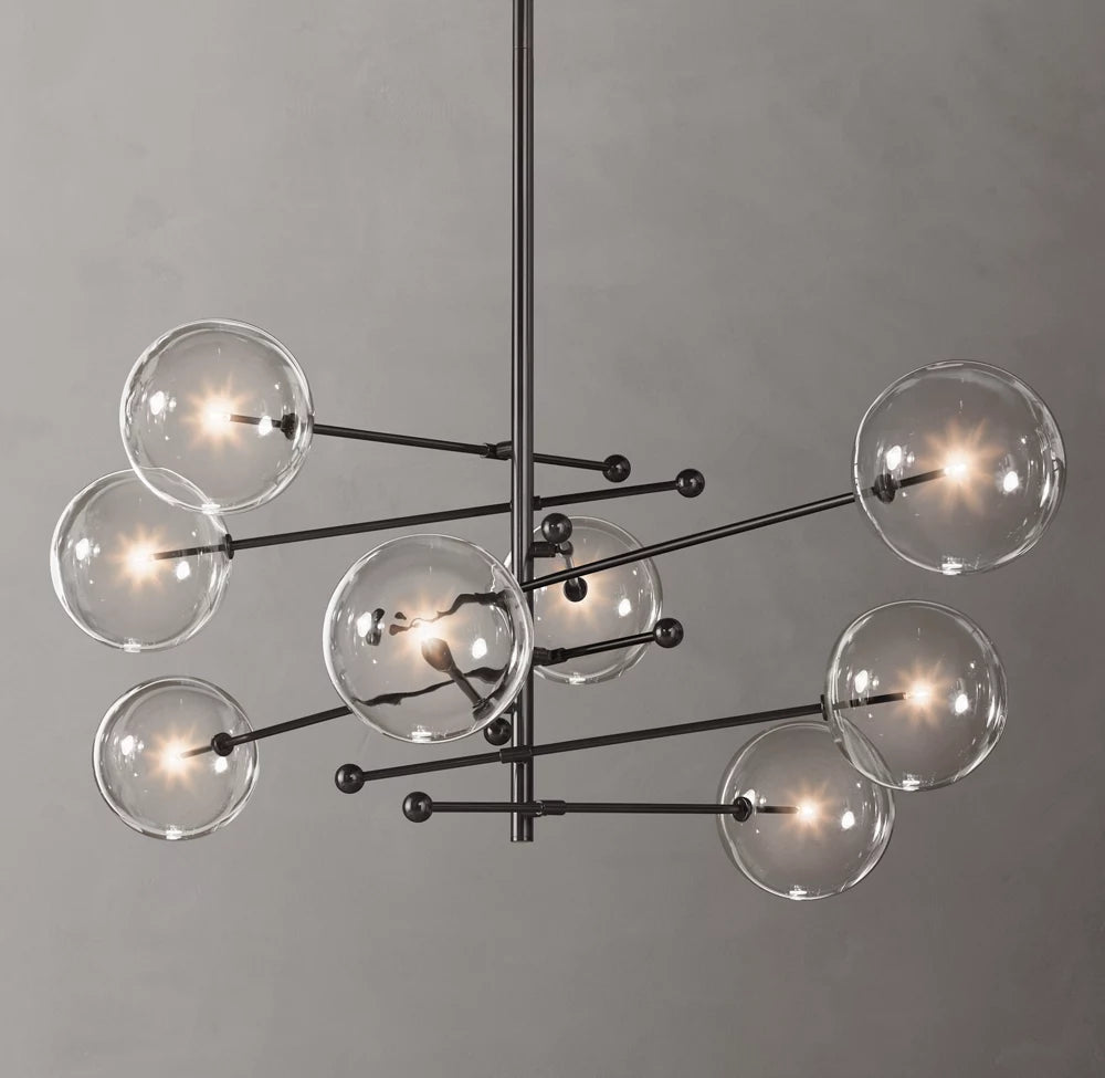 Articulated Clear Globe Mobile Chandelier