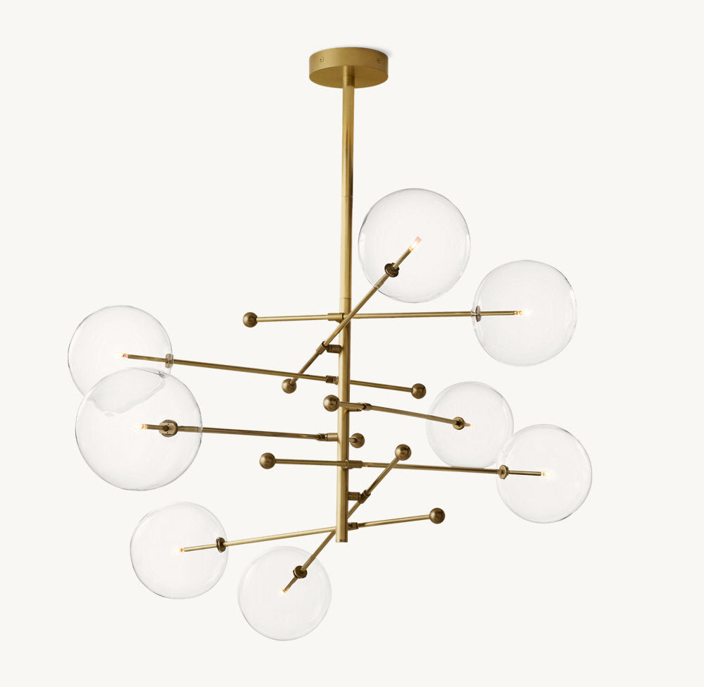 Articulated Clear Globe Mobile Chandelier