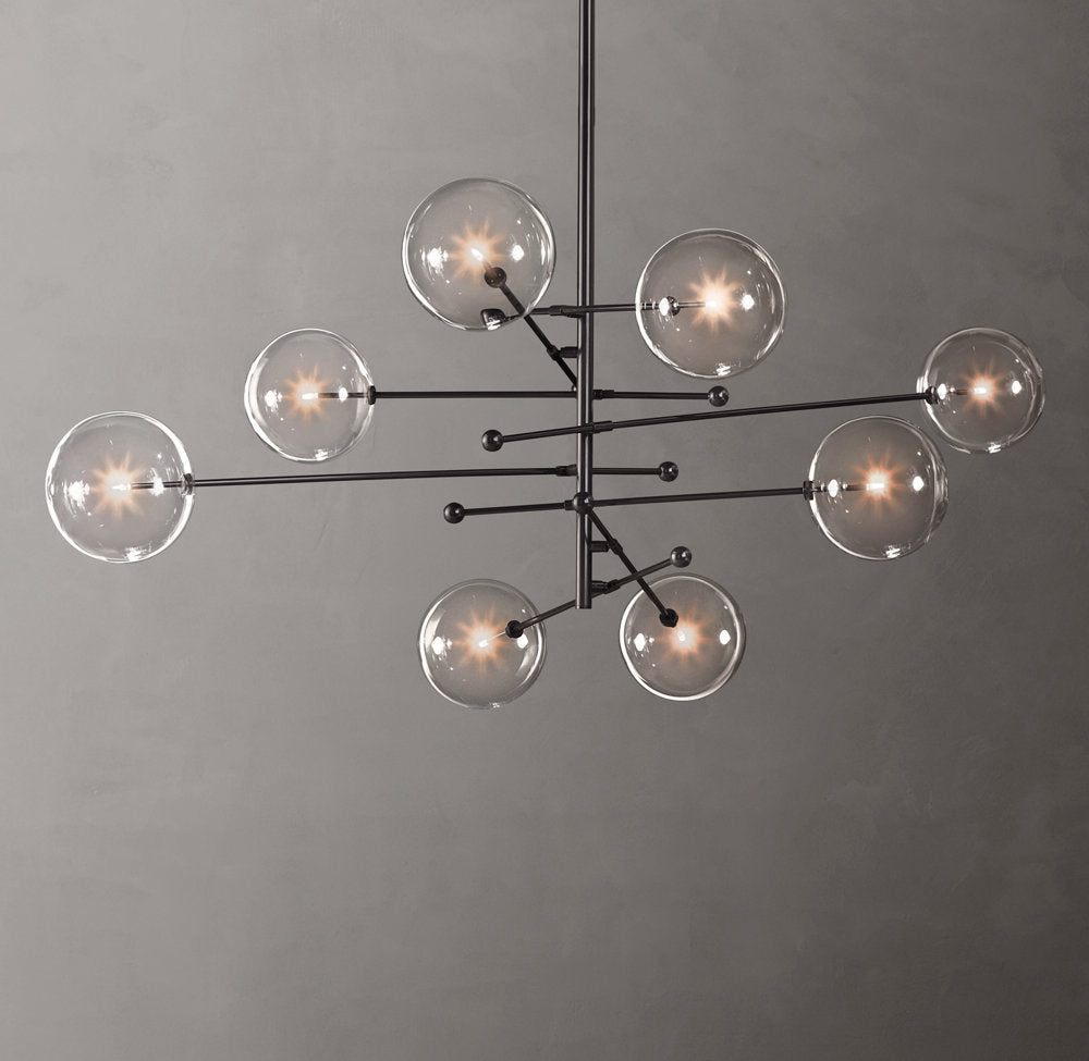 Articulated Clear Globe Mobile Chandelier