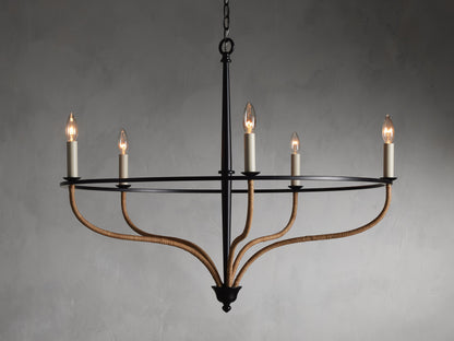 Black Rattan Candle Cage Chandelier