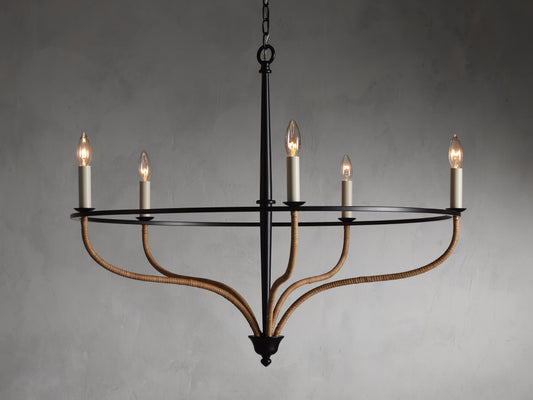 Black Rattan Candle Cage Chandelier