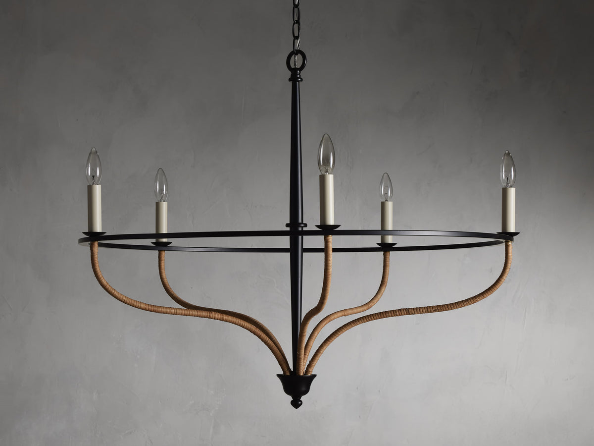 Black Rattan Candle Cage Chandelier