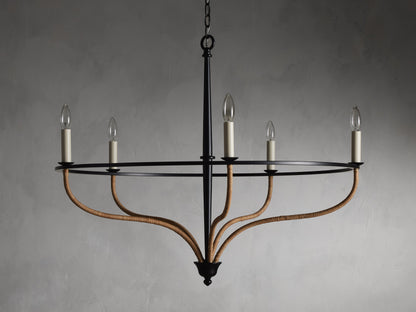 Black Rattan Candle Cage Chandelier