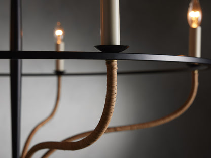 Black Rattan Candle Cage Chandelier