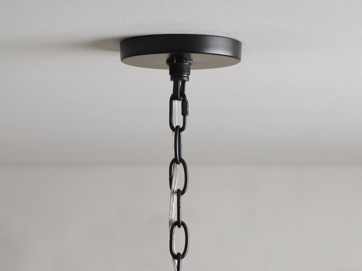 Black Rattan Candle Cage Chandelier