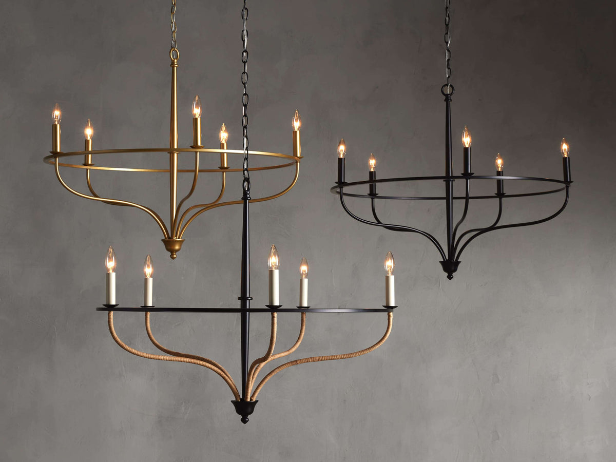 Black Rattan Candle Cage Chandelier