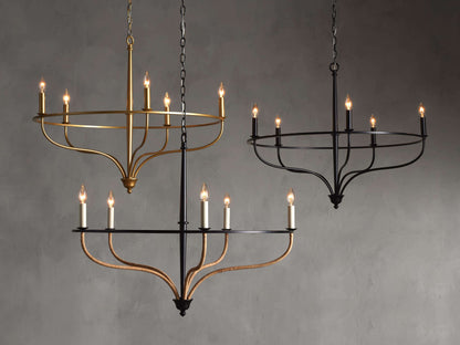 Black Rattan Candle Cage Chandelier