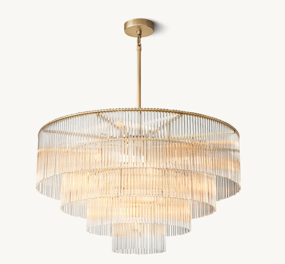 Carved Crystal Cascade Chandelier