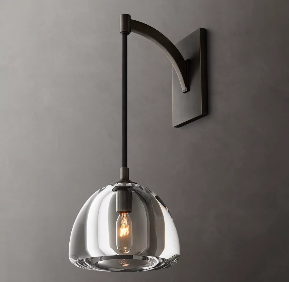 Carved Crystal Hemisphere Wall Light