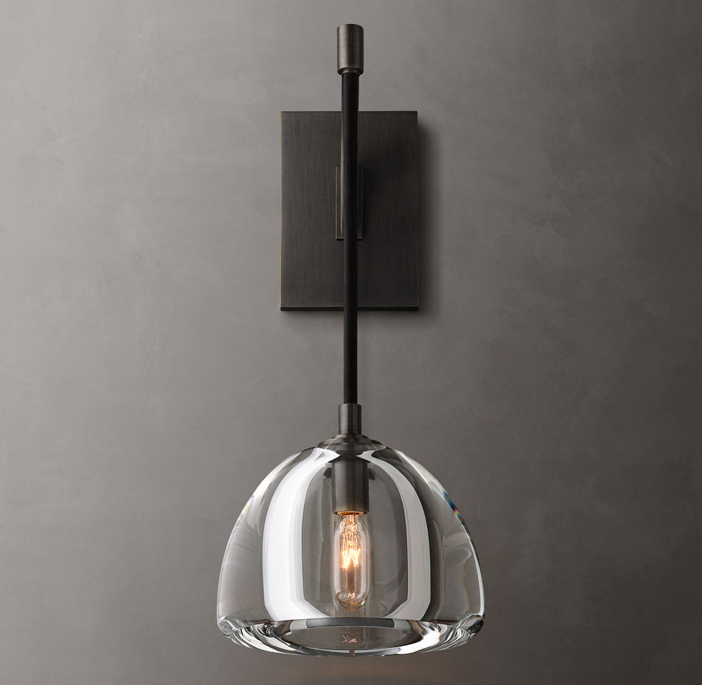 Carved Crystal Hemisphere Wall Light