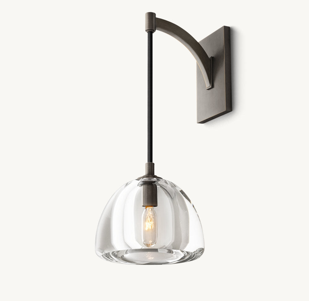 Carved Crystal Hemisphere Wall Light