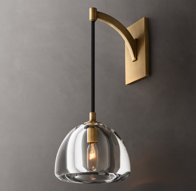 Carved Crystal Hemisphere Wall Light