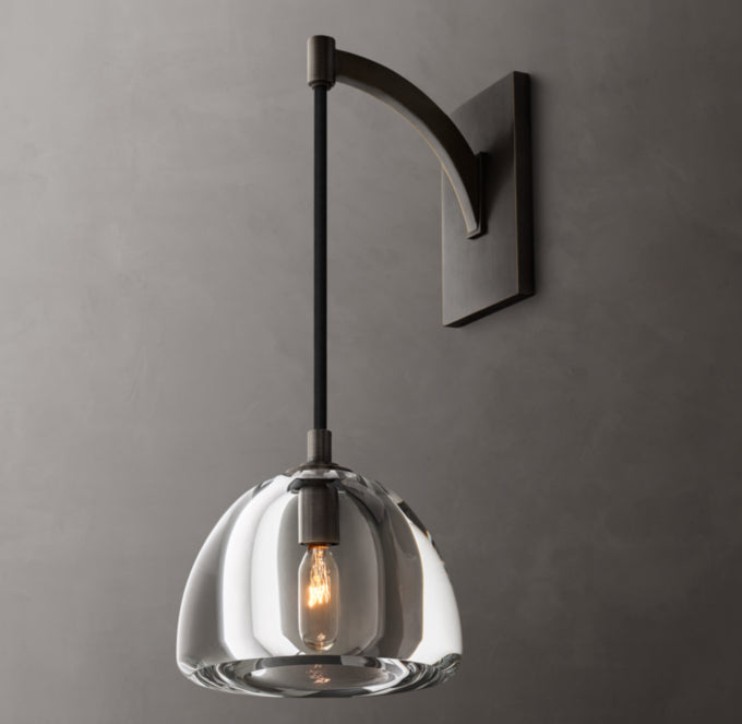 Carved Crystal Hemisphere Wall Light
