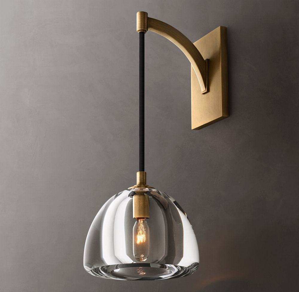Carved Crystal Hemisphere Wall Light