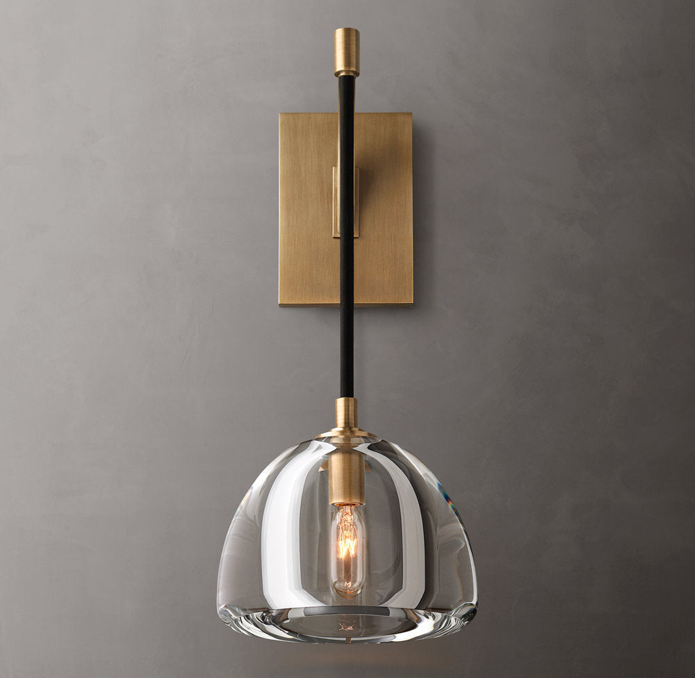 Carved Crystal Hemisphere Wall Light